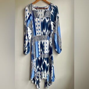 ELLA Rafaella Batik Print Handkerchief Dress Size M